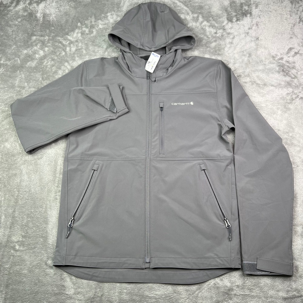 Carhartt Force Sun Defender Jacket Mens S Gray Solid Relaxed Fit Hooded Zip Up - Picture 2 of 9